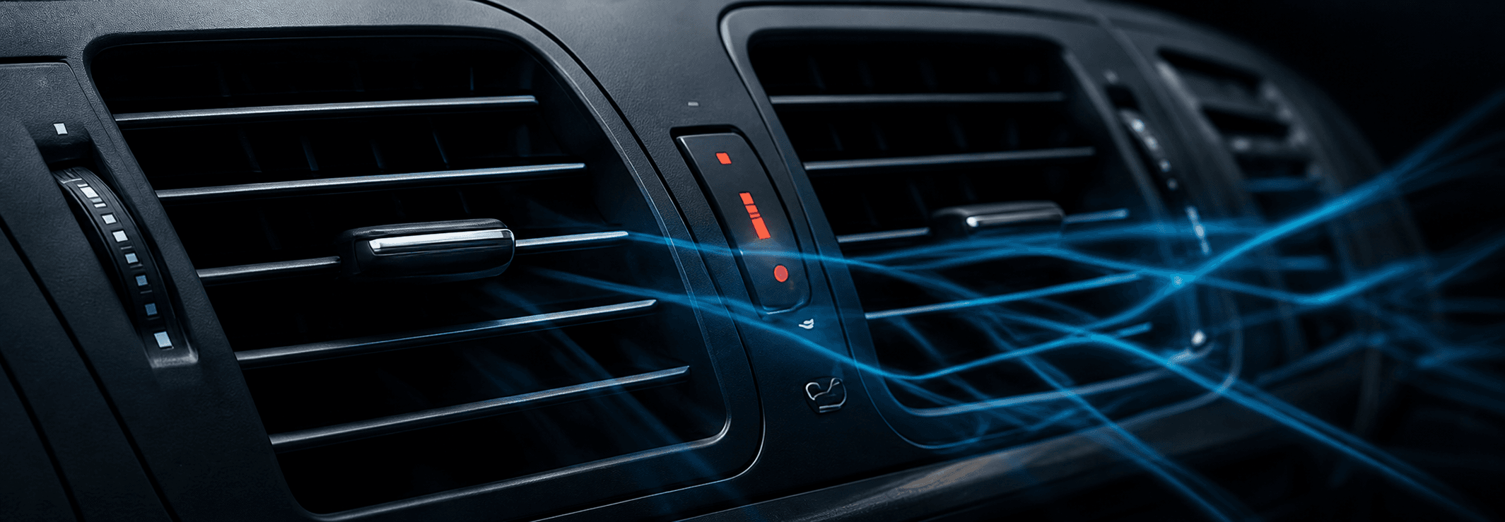 Cool airflow coming from vehicle dashboard air vents